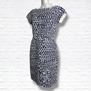 J. Crew Factory Basketweave Circle Print Pencil Sheath Midi Dress Size 6